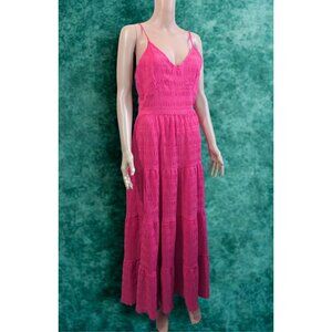 Hot Pink Smocked Maxi Sundress – Large – TikTok Trendy Summer Look